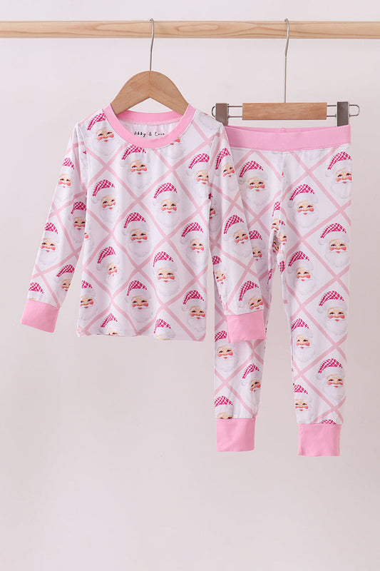 Pink santa claus bamboo pajamas set