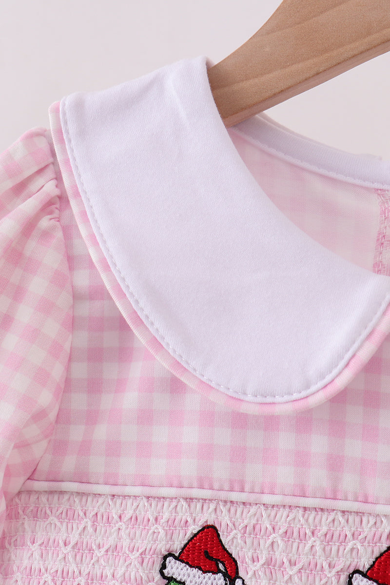 Pink grinch smocked dress