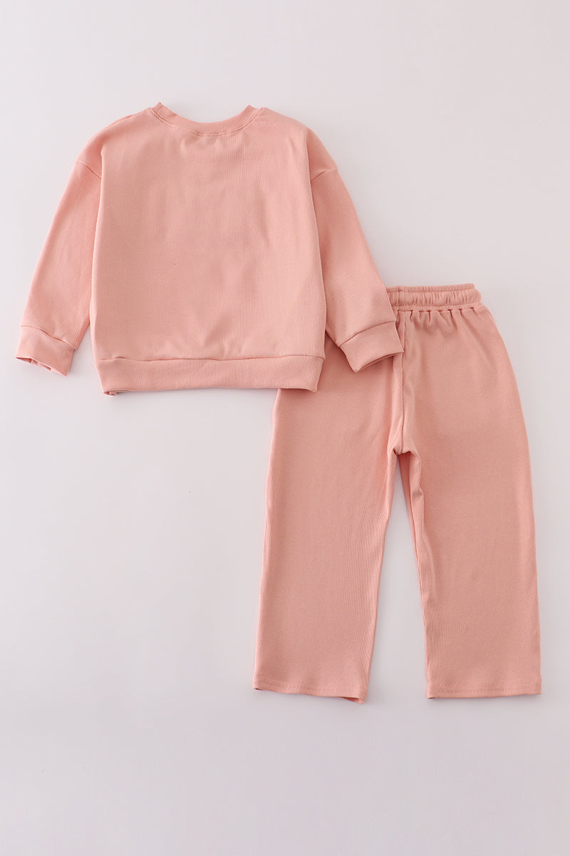 Pink MINI french knot pants set