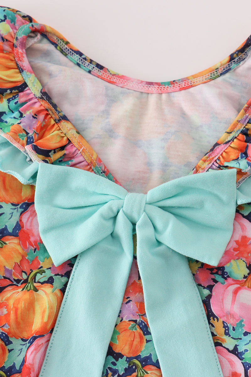 Pink pumpkin print ruffle bubble