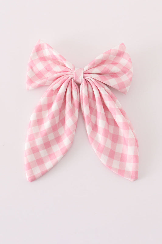 Pink gingham sailor bow