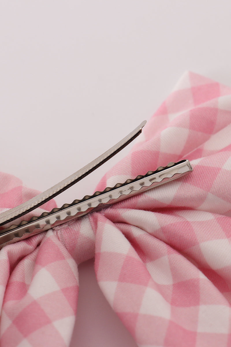 Pink gingham sailor bow