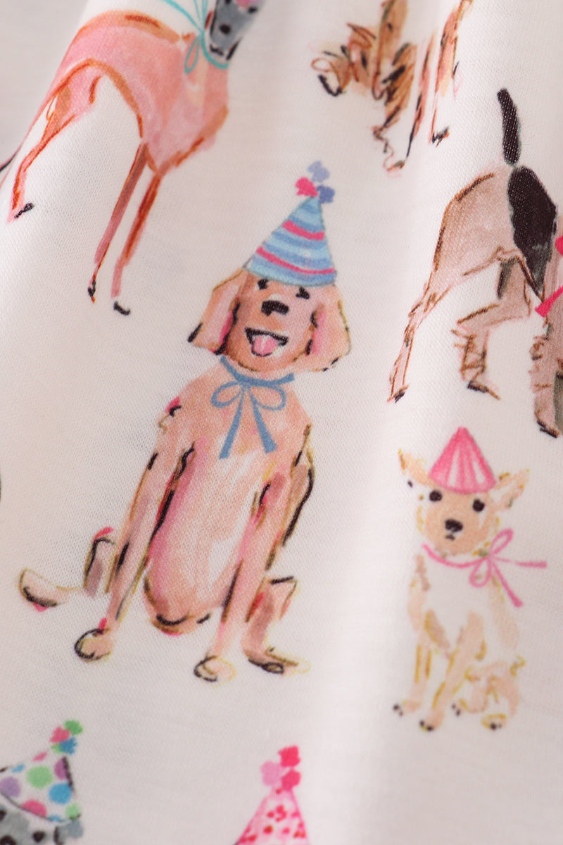 Pink party puppy print set
