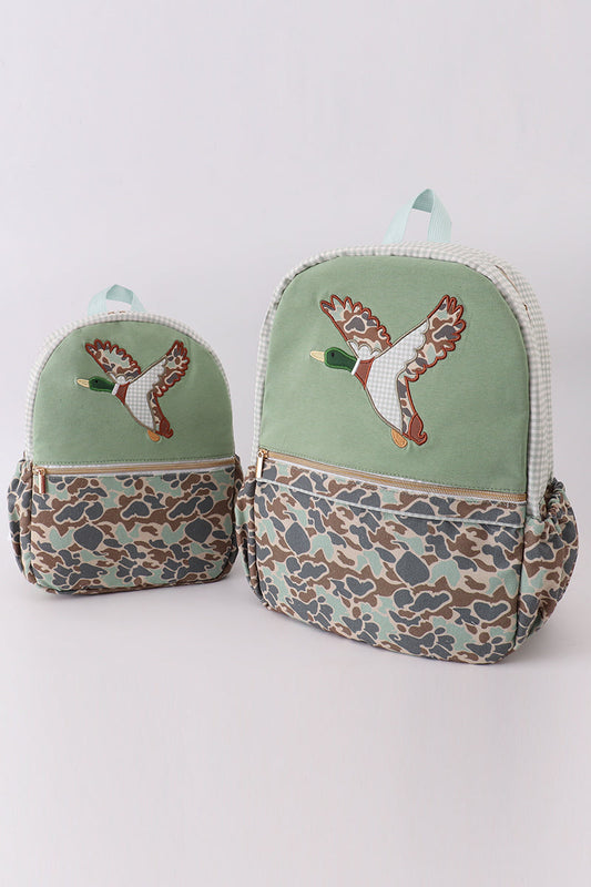 Camouflage duck applique backpack