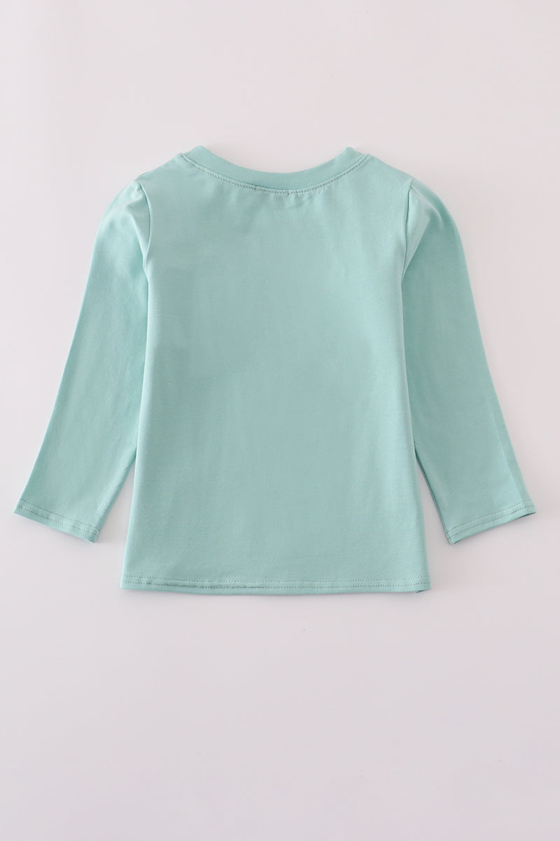 Green farm embroidery top