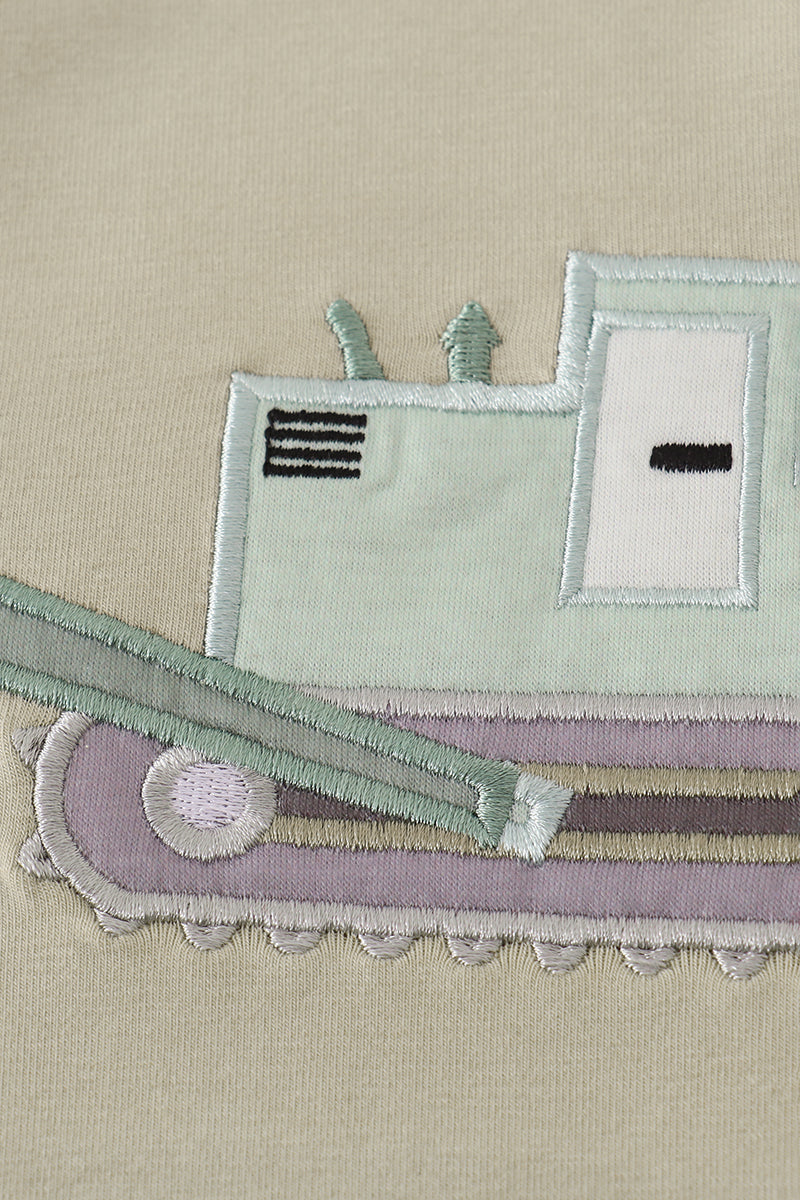 Cream excavator applique top