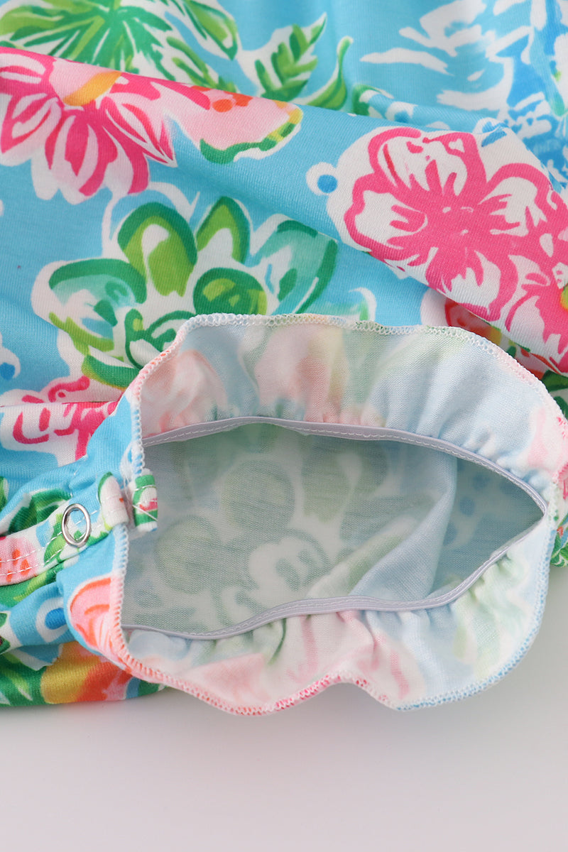 Green floral character applique bubble