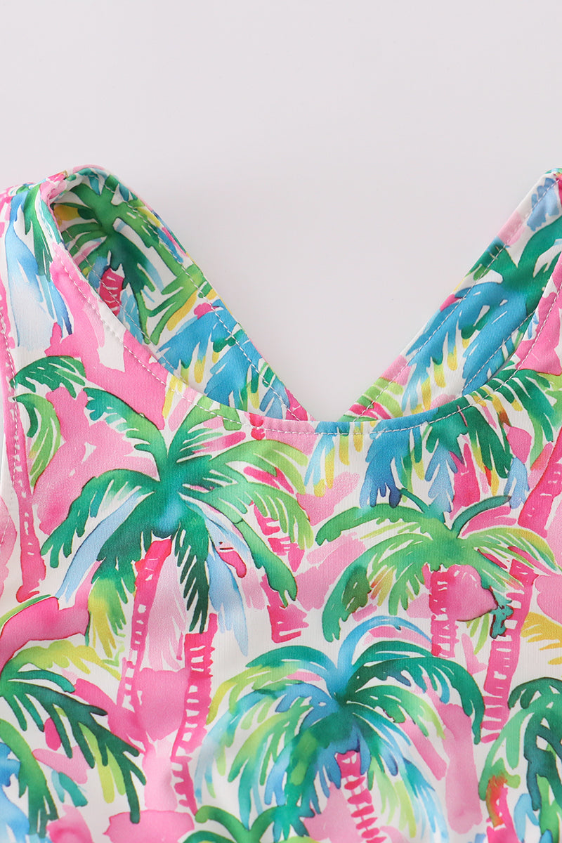 Palm paradise print tennis skort set