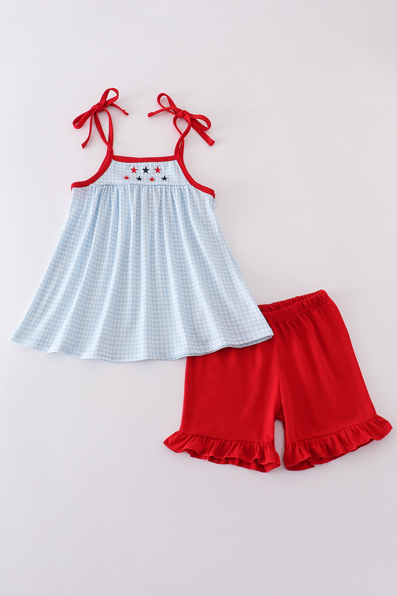 Gingham star embroidery set