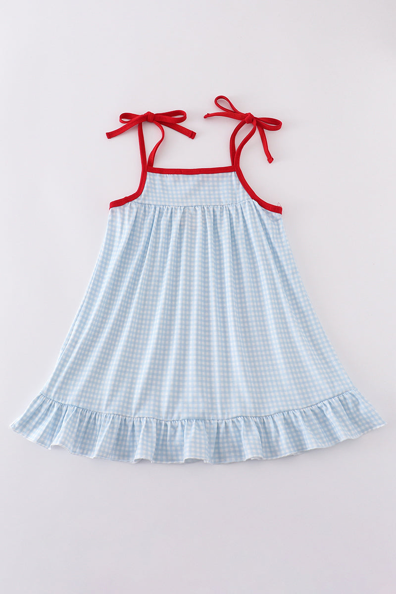 Gingham star embroidery dress