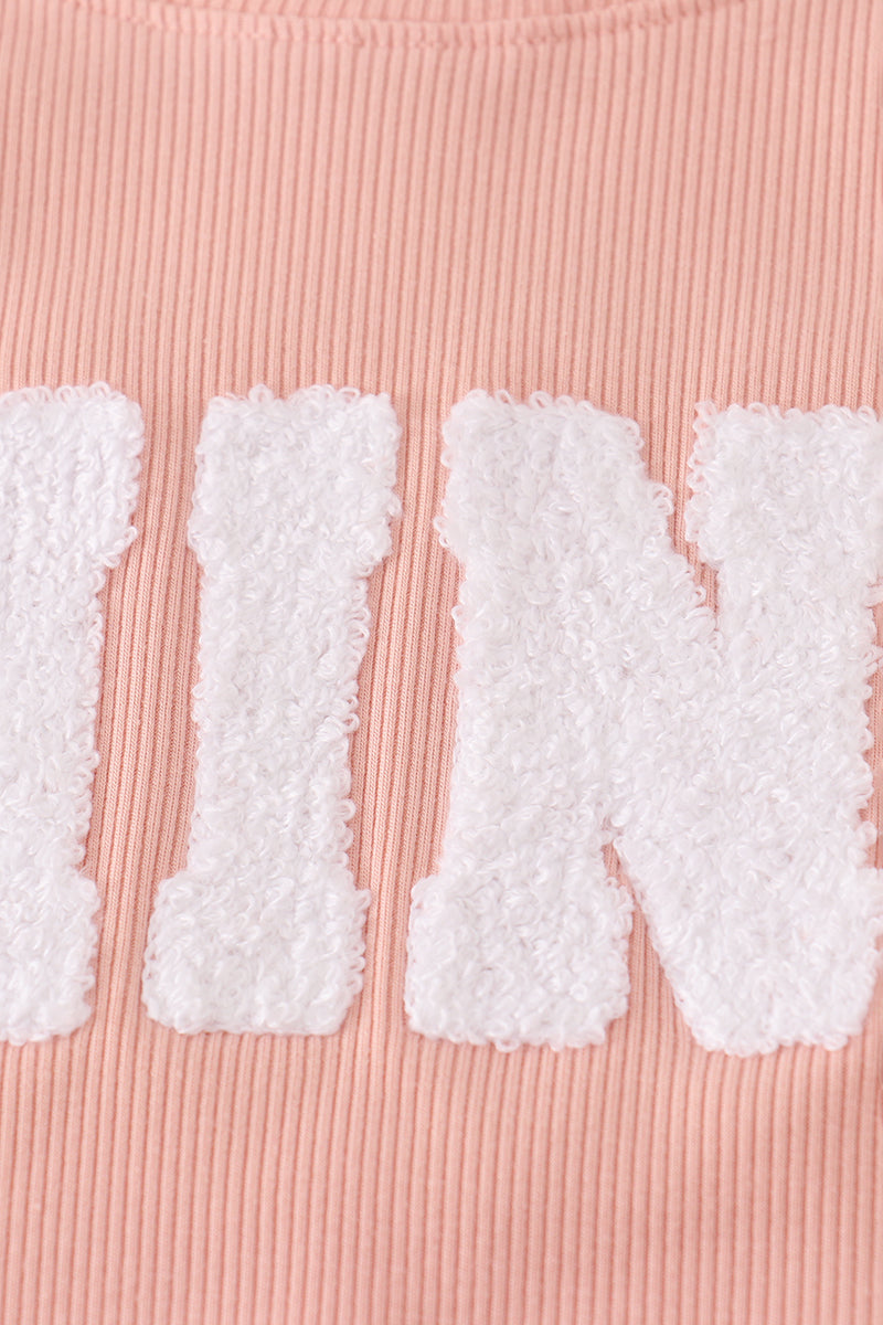 Pink MINI french knot pants set