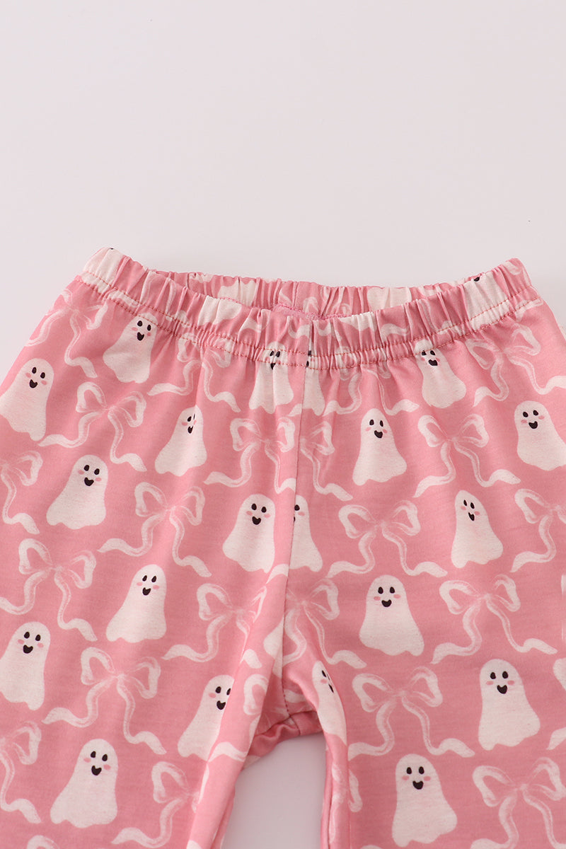 Halloween ghost print ruffle pajama set