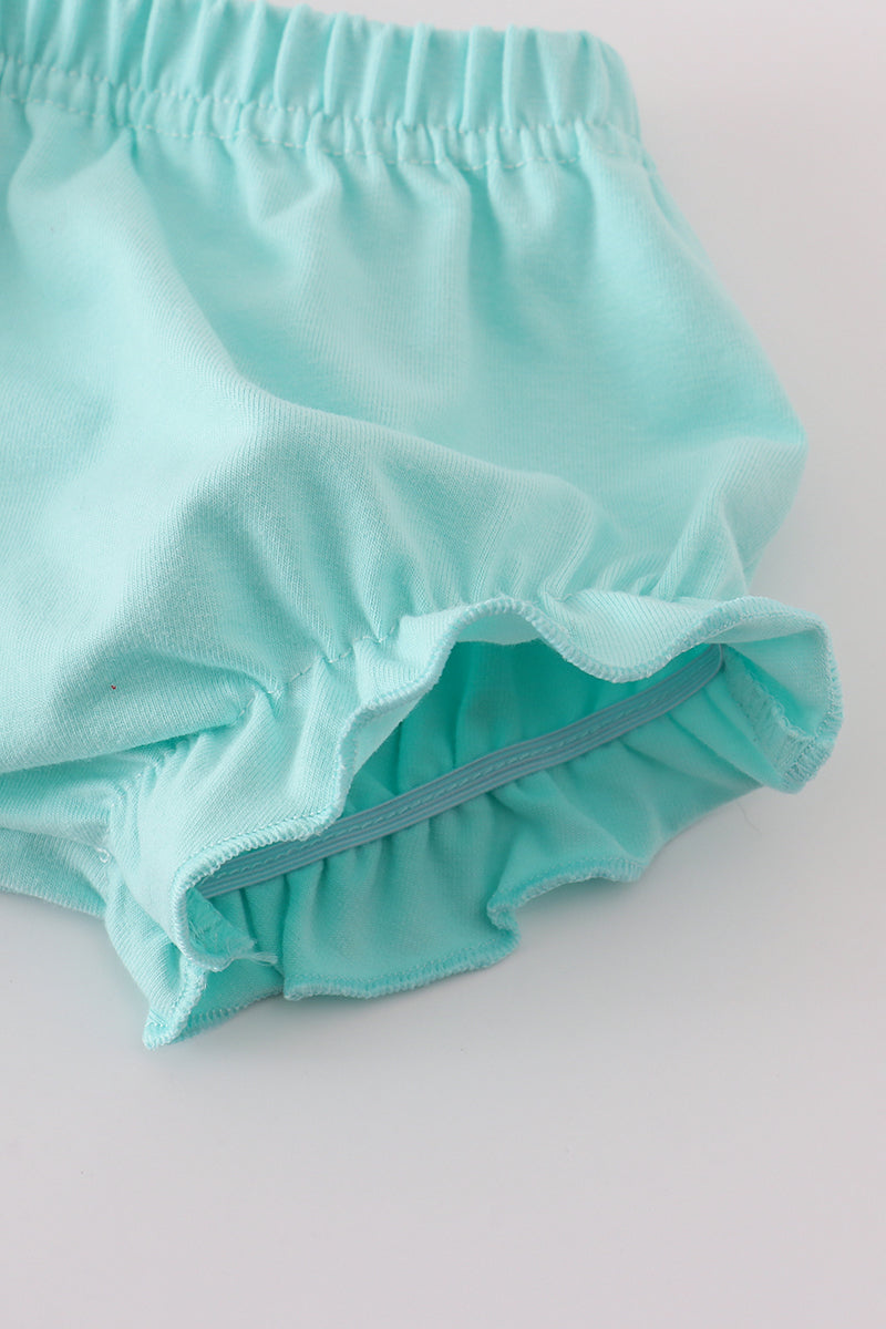 Pink pumpkin print ruffle bloomer set