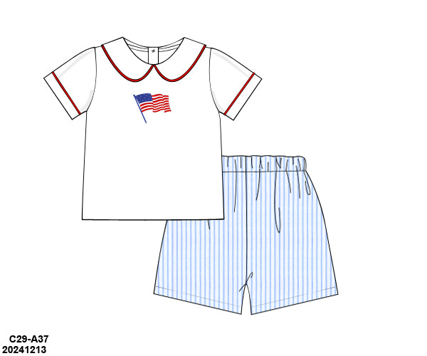 classy patriotic boy short set