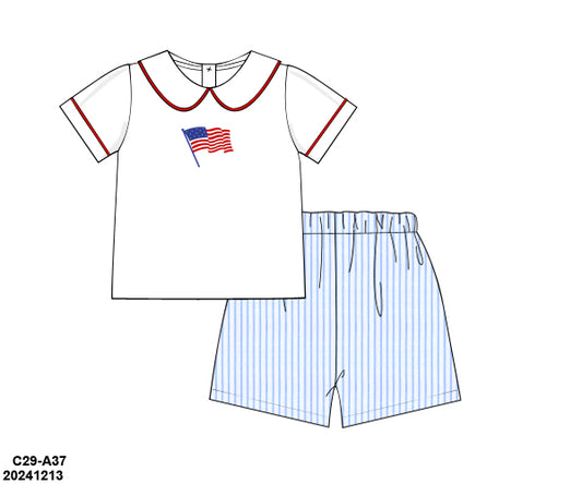 classy patriotic boy short set