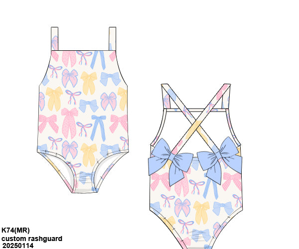 Pastel Bows swim one piece