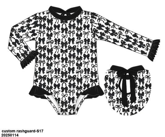 Black bow swim rashguard