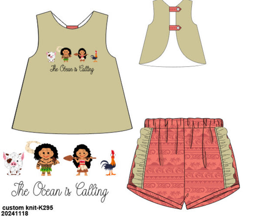 The Ocean is Calling Girls Short Set