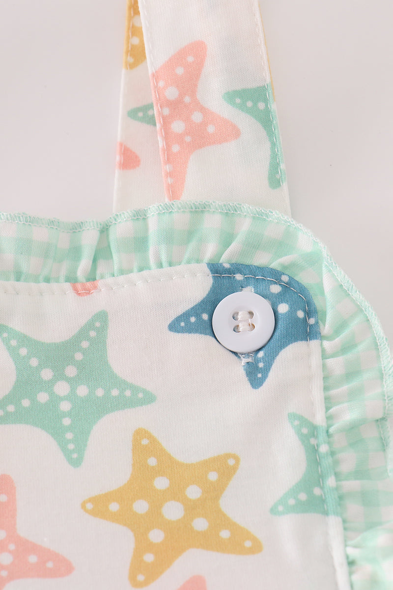 Blue seashell bow ruffle bubble