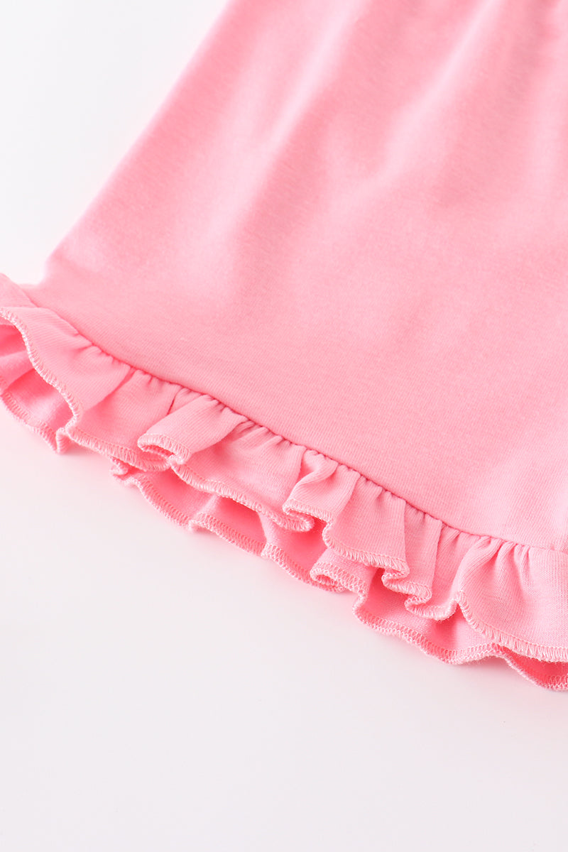 Pink shell embroidery girl set