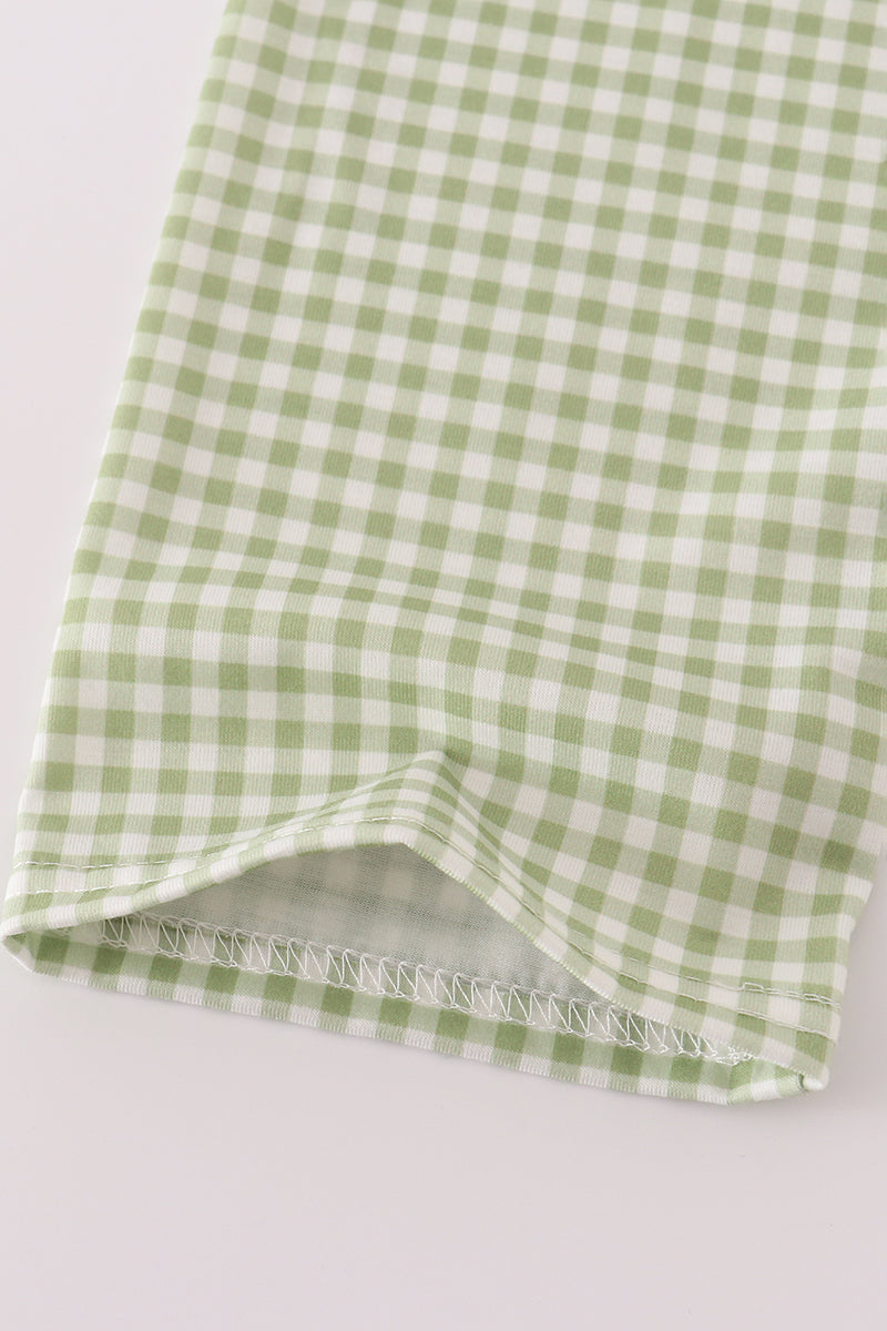 Blue tractor embroidery pants set