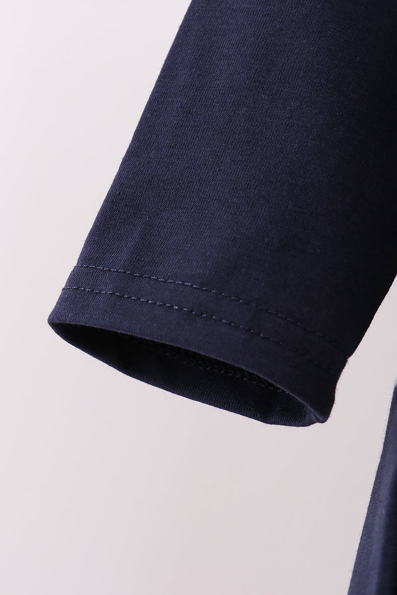 Navy christmas santa claus embroidery pants set