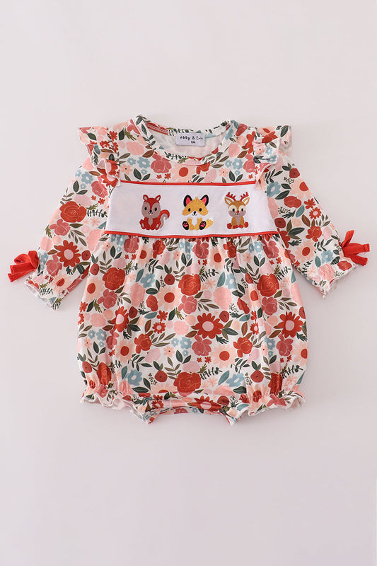Fox embroidery floral print bubble
