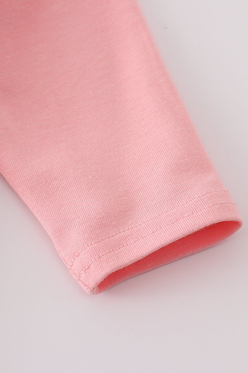 Pink believe embroidery ruffle romper