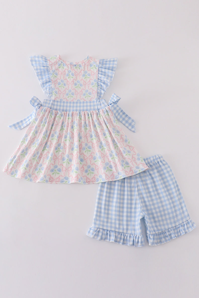 Blue I love mama embroidery girl set