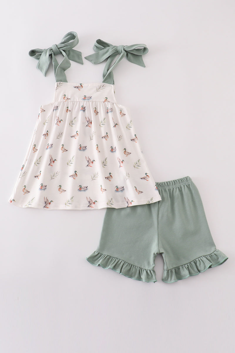 Green duck print set