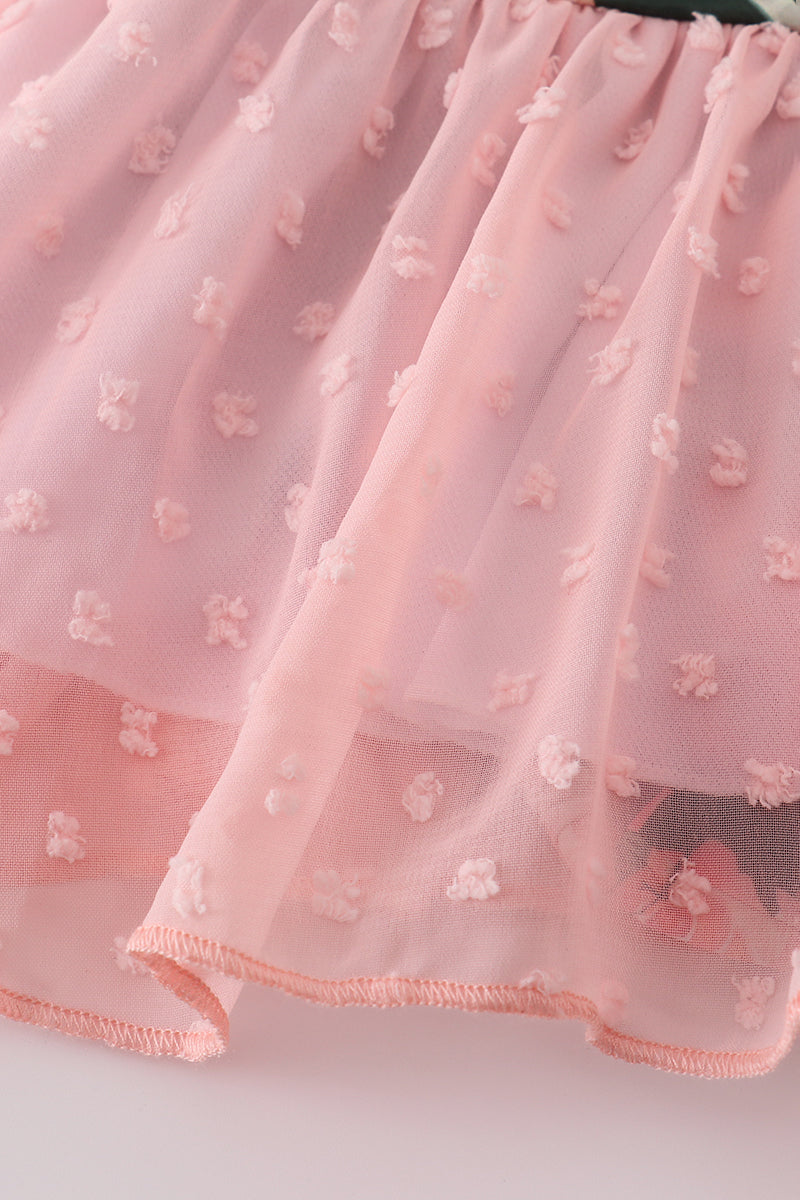 Pink floral swiss dot leotard