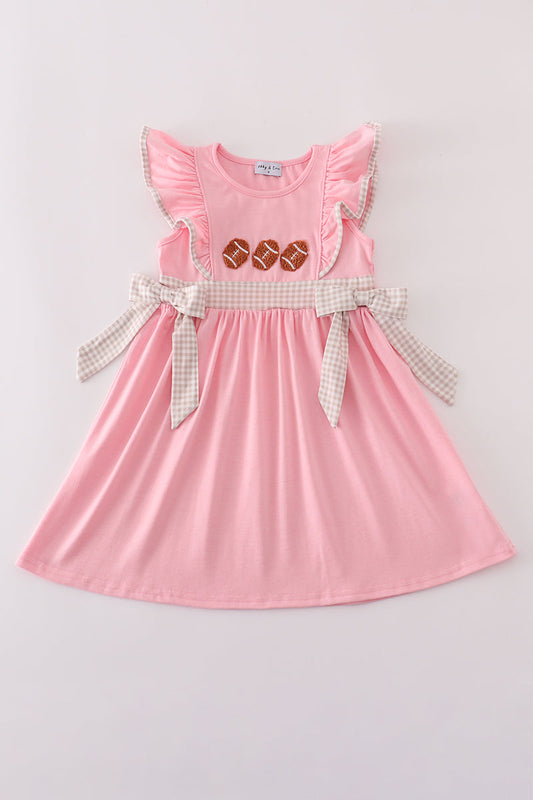 Pink football french knot ruffle dress