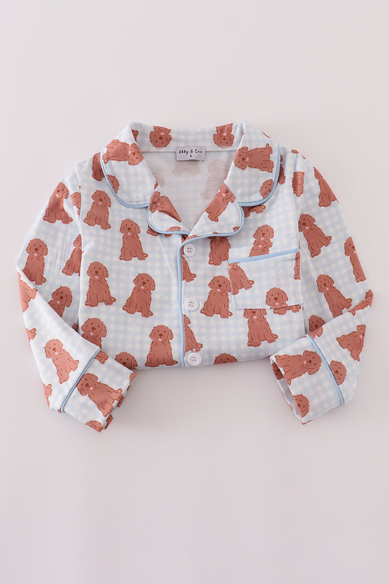 Pink puppy print pajamas set