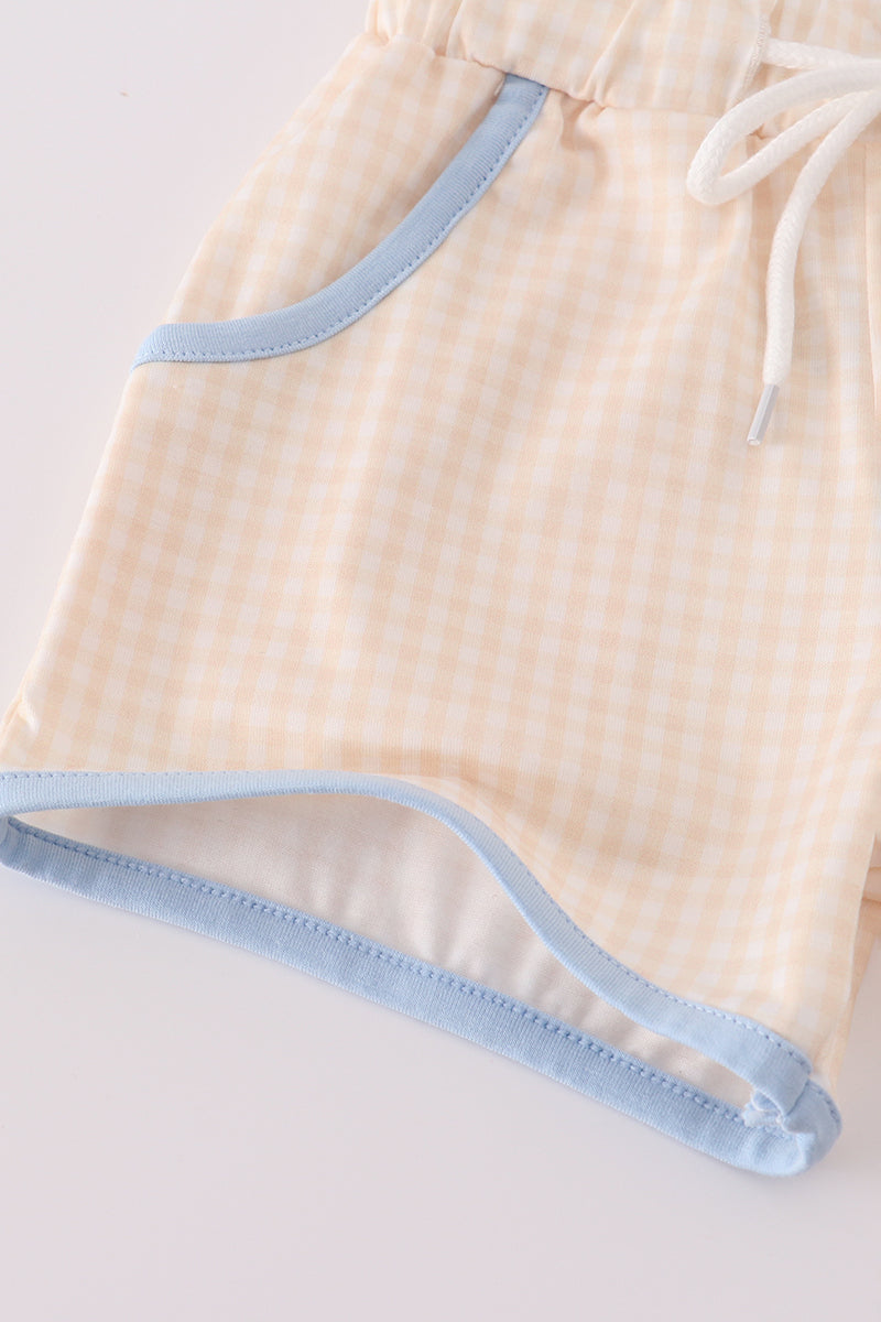 Blue pumpkin french knot shorts set