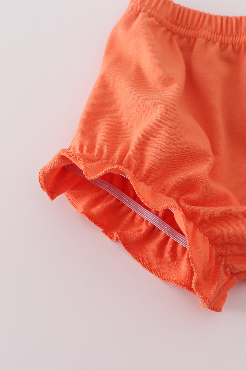 Floral embroidery smocked bloomer set