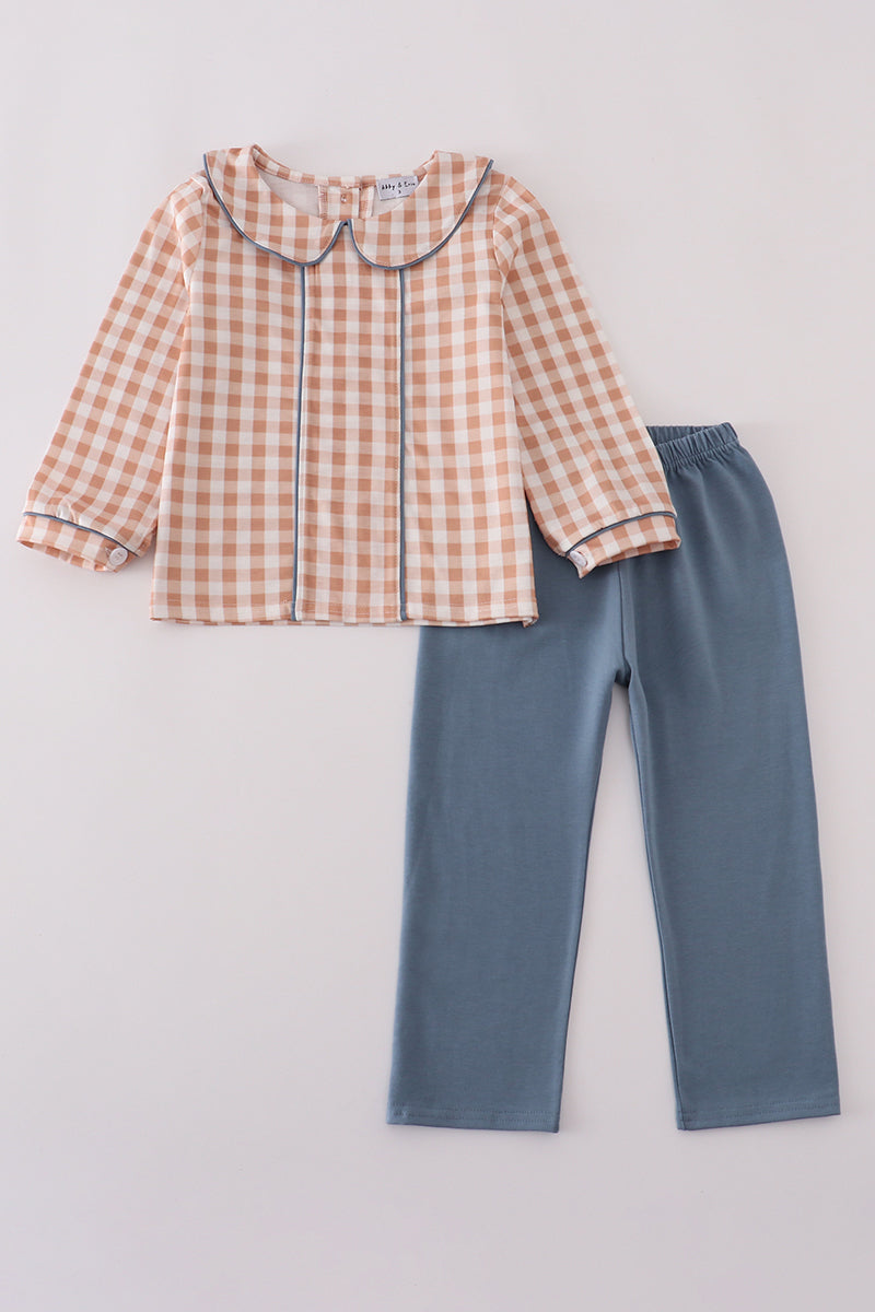 Orange gingham pants set