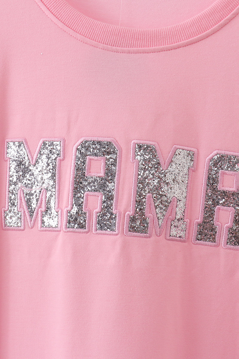 Pink MAMA glitter mom&me top