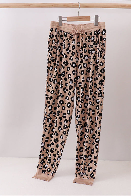 Brown leopard bamboo mom pajama pants