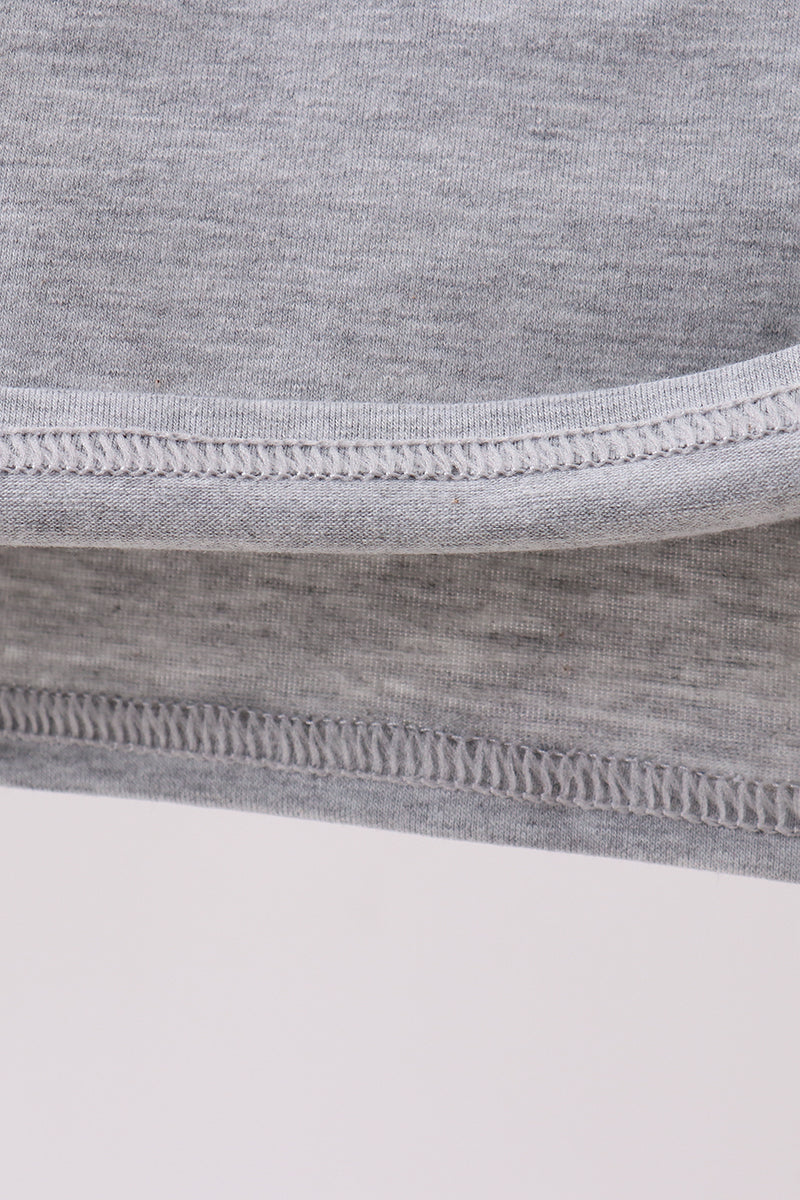 Gray farm applique top