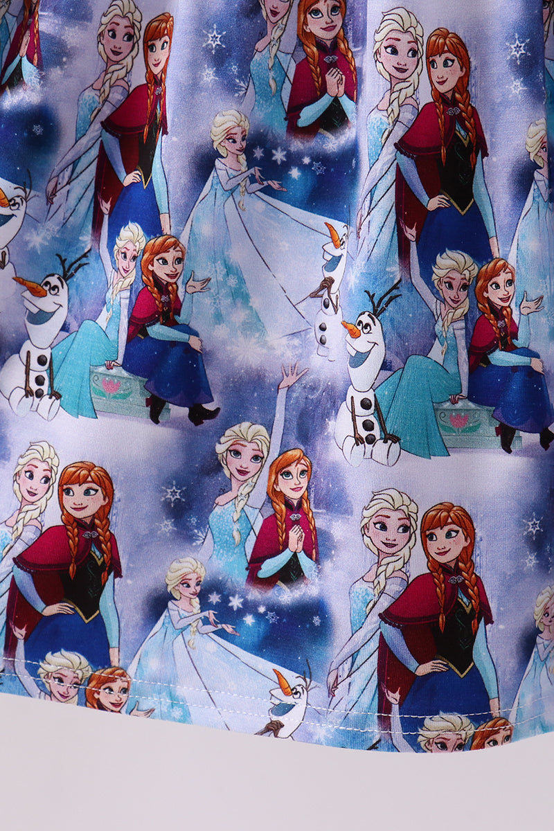 Blue frozen print bamboo dress