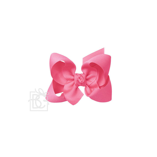 SIGNATURE GROSGRAIN BOW ON CLIP: 4.5" Large - 1.5" Ribbon on Alligator Clip / HOT PINK