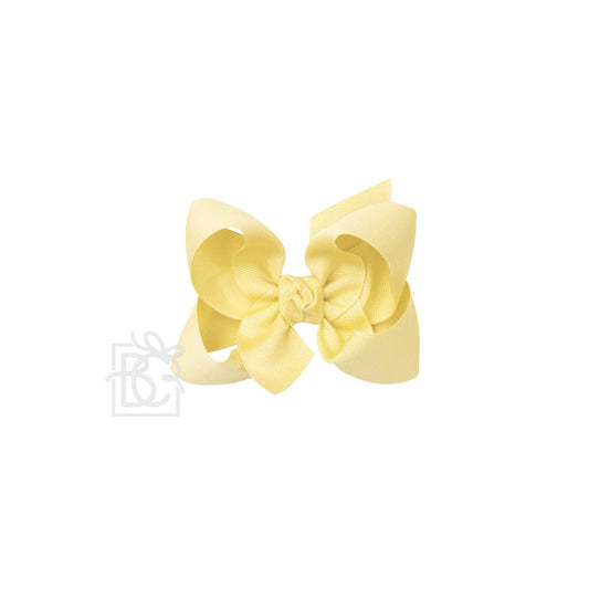 SIGNATURE GROSGRAIN BOW ON CLIP: 4.5" Large - 1.5" Ribbon on Alligator Clip / LT. YELLOW